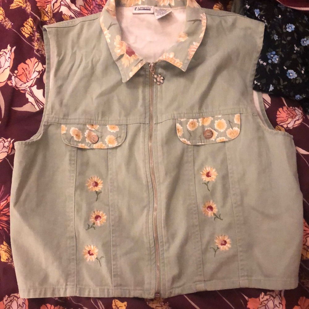 Vintage Green zipper  vest
